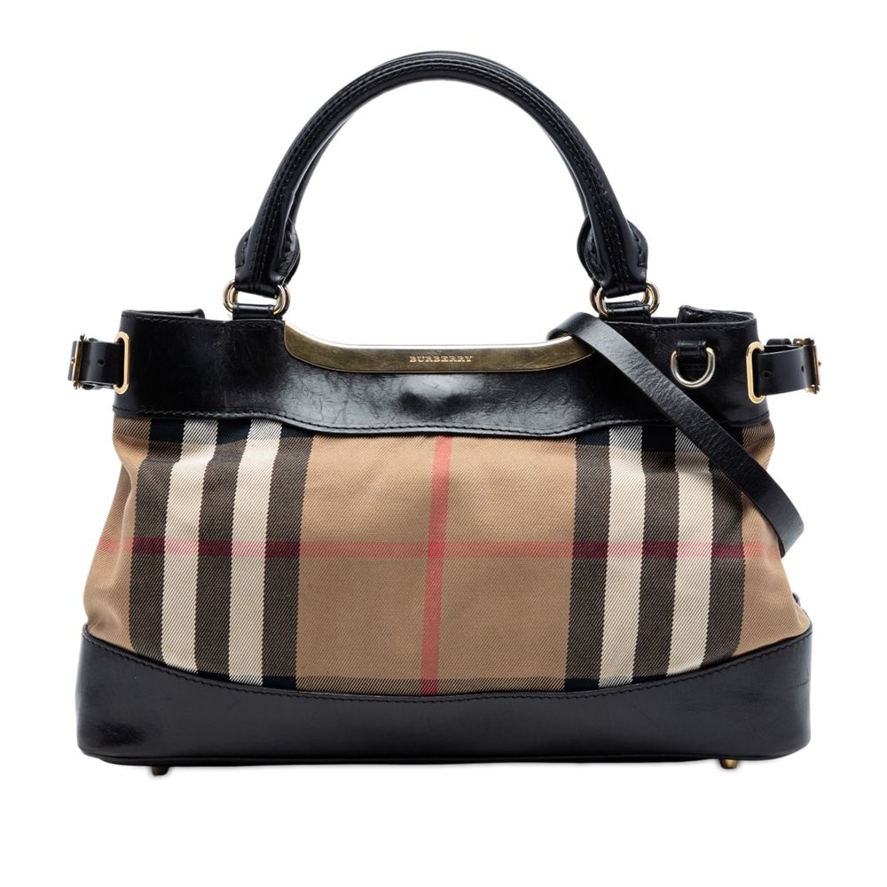 Pre-Loved Burberry Small House Check Canvas Bridle Hepburn Satchel - Picture 1 of 6